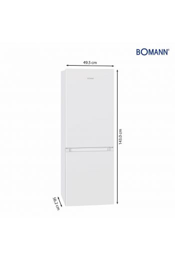 Bomann KG320.2W, valkoinen jääkaappipakastin 143cm